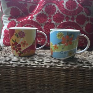 Pair of Starbucks Floral Mugs